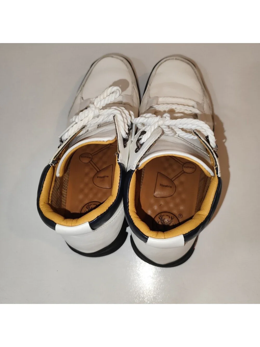 Flyland Men's Ankle Boots Casual White Handmade Leather Shoes Size 11